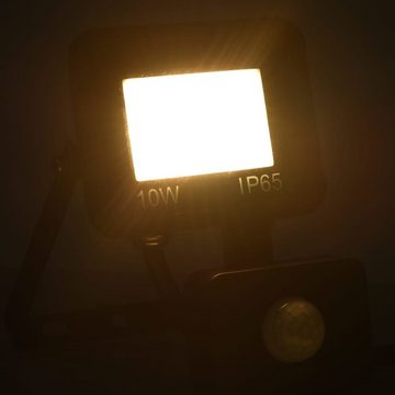 vidaXL Flutlichtstrahler LED-Fluter mit Sensor 10W Warmweiß