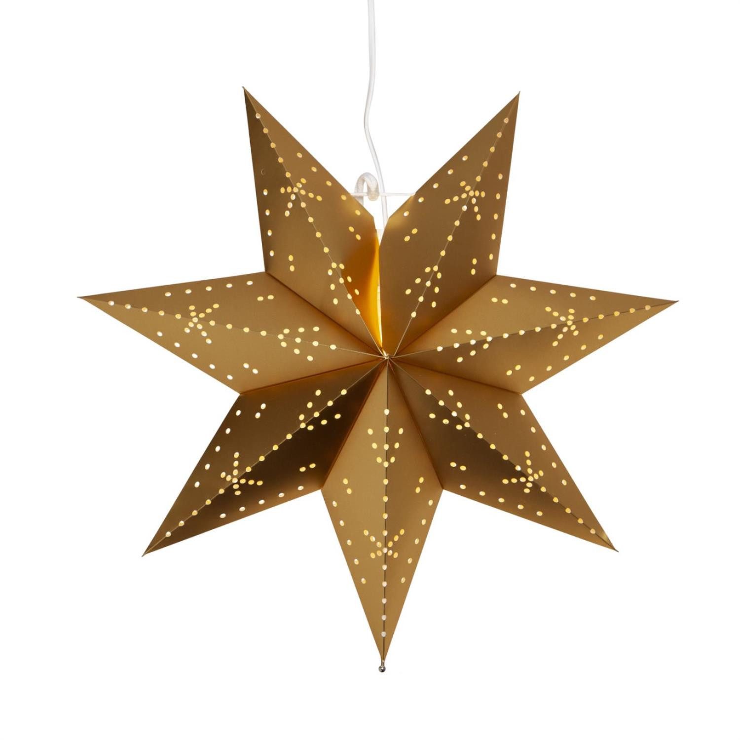 MARELIDA LED Stern Papierstern Leuchtstern Weihnachtsstern Faltstern 45cm mit Kabel gold