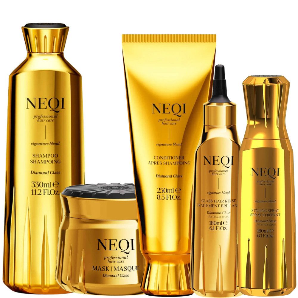 NEQI Haarpflege-Set Diamond Glass Hair Routine NEW, 5-tlg., Professionelle Glanzpflege für spiegelnden Haarglanz
