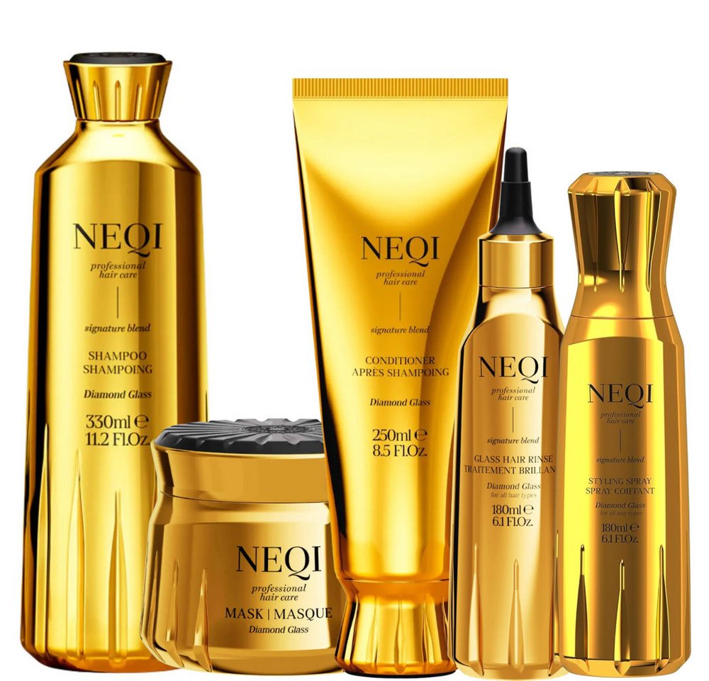 NEQI Haarpflege-Set Diamond Glass Hair Routine NEW, 5-tlg., Professionelle Glanzpflege für spiegelnden Haarglanz