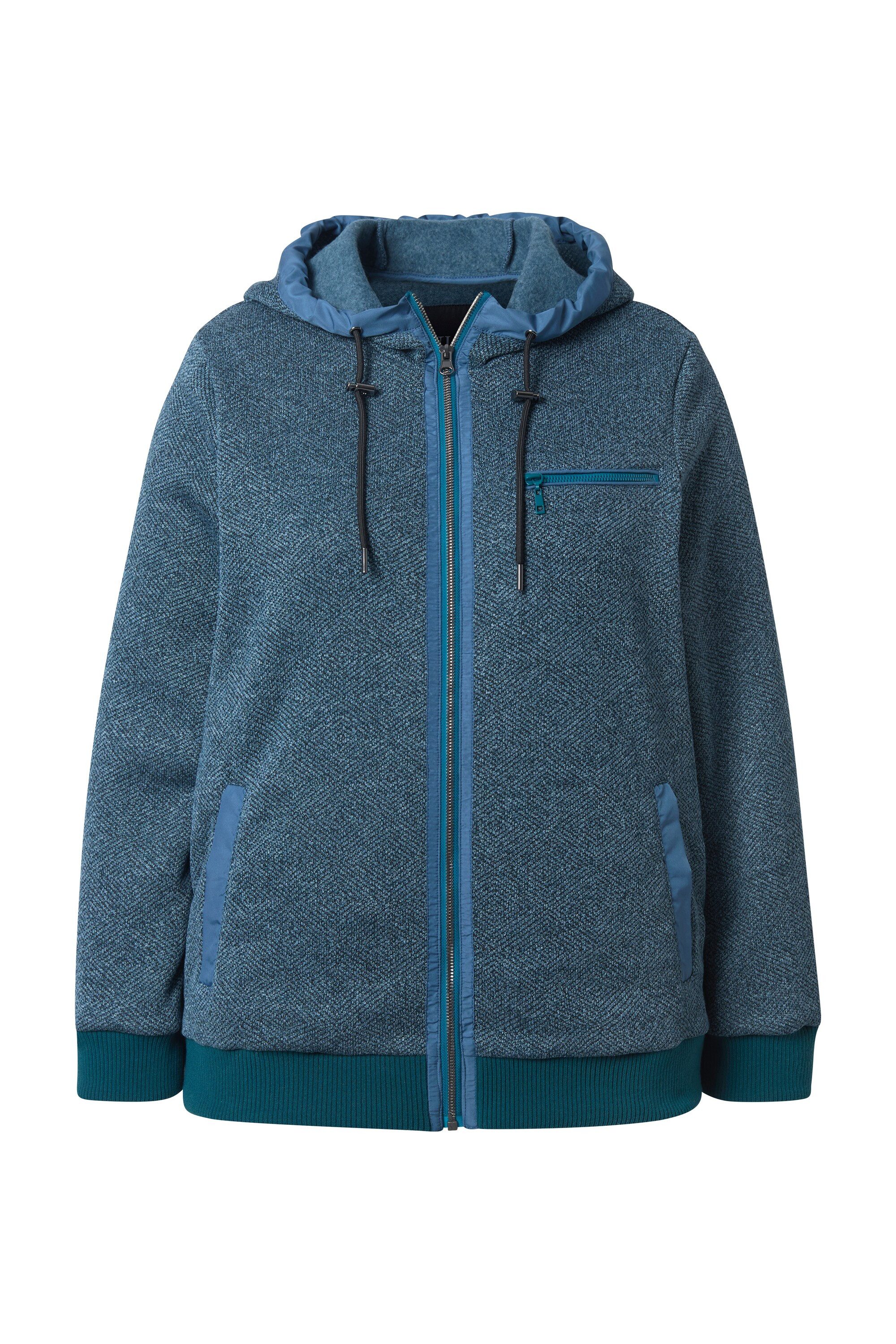 Ulla Popken Sweatjacke Strickfleece-Jacke grafisches Muster Kapuze günstig online kaufen