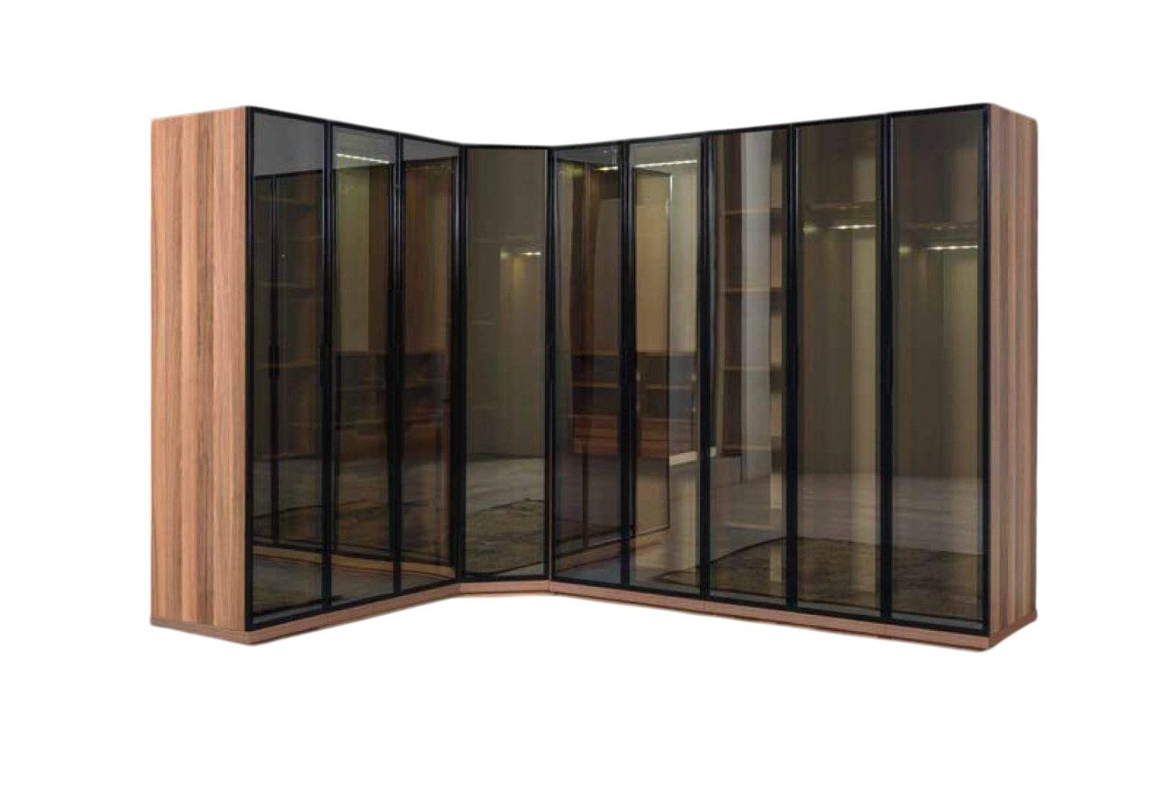 Xlmoebel Eckkleiderschrank Begehbarer Schrank mit Glasfronten im modernen Loft-Design (Kleiderschrank) Hergestellt in Europa