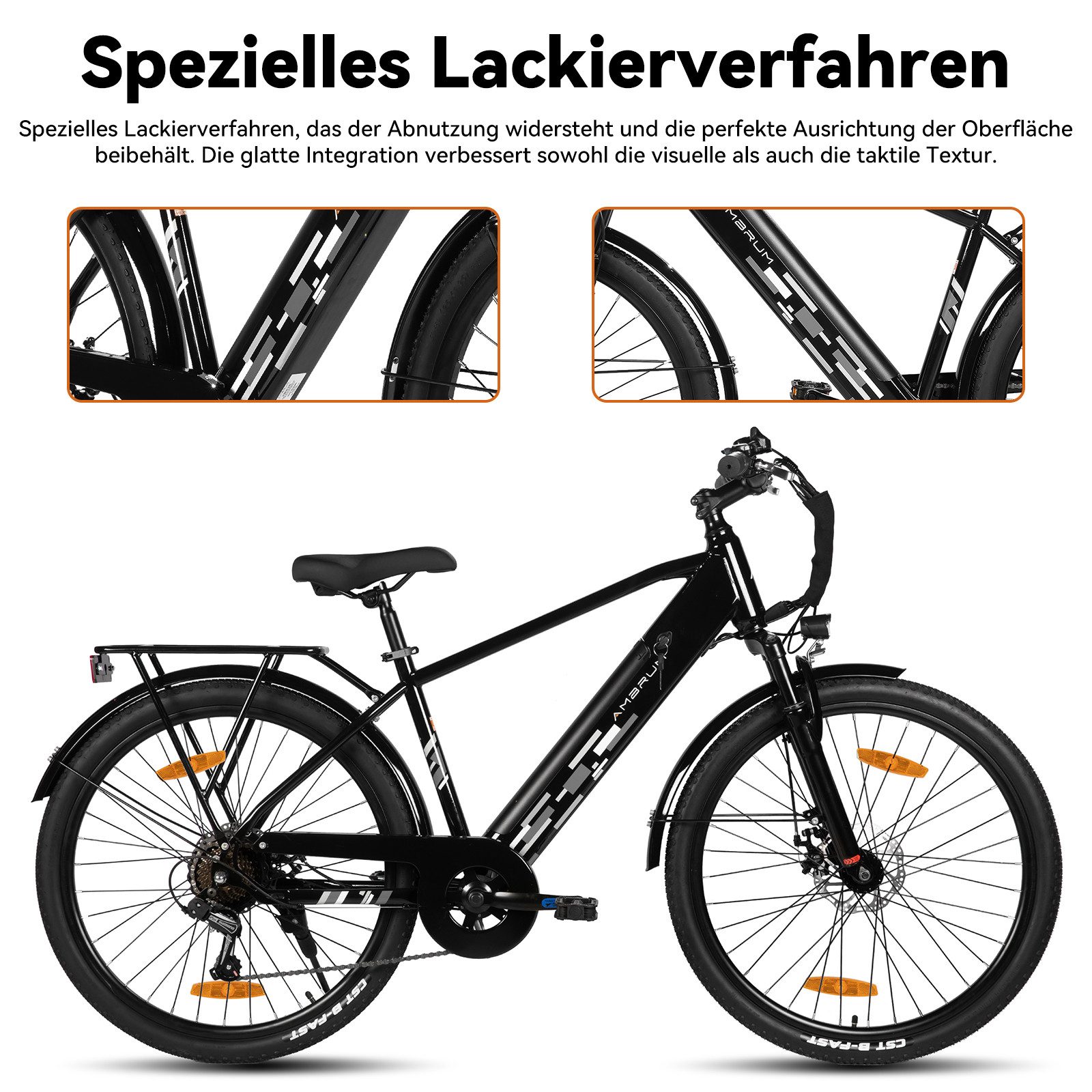 HILAND E-Bike 26 Zoll Elektro-Citybike 250W 7,8Ah Gepäckträger für Pendeln & Touren, Heckmotor