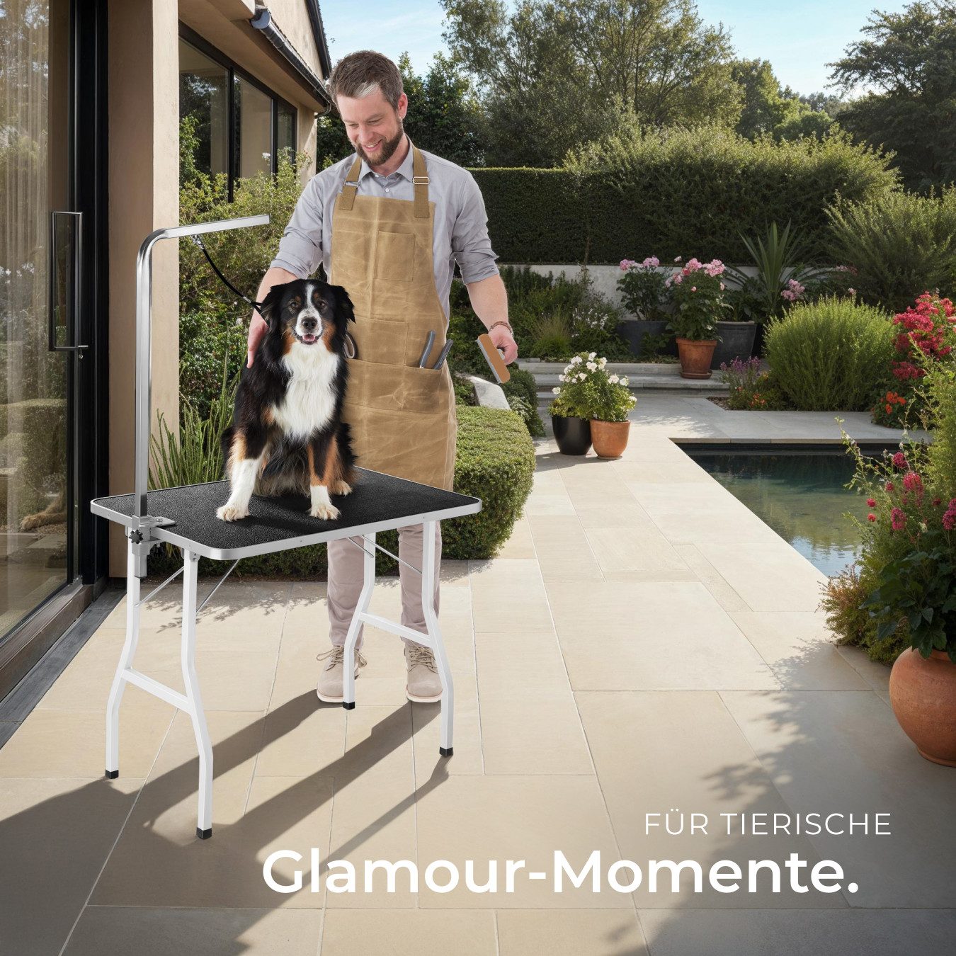 tectake Arbeitstisch Trimmtisch, mit höhenverstellbarem Galgen