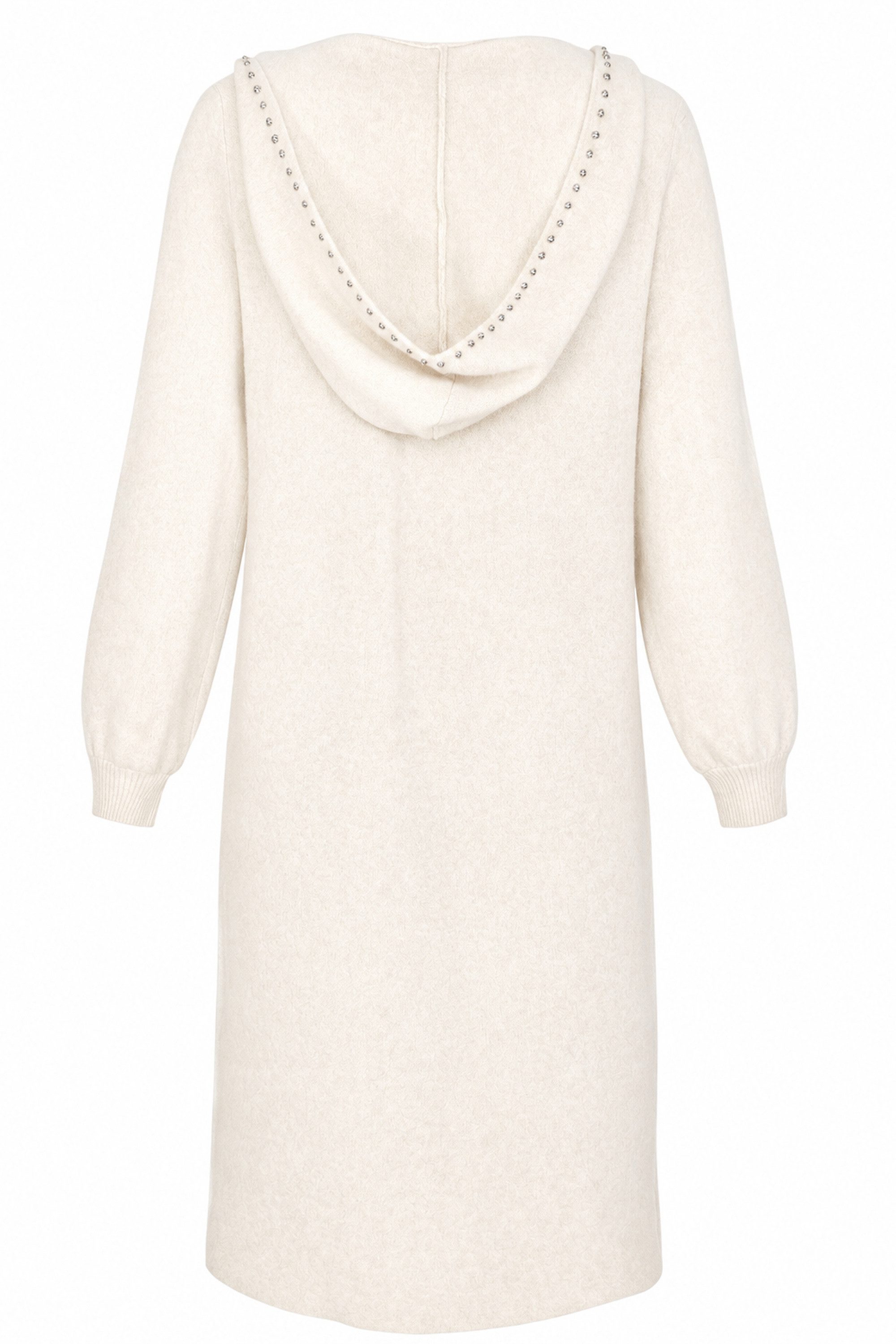 dy_mode Longstrickjacke Damen Strickmantel Langer Cardigan Strickjacke Strickcardigan Kapuze in Unifarbe, mit Kapuze und Ziernieten – Bild 3 von 5