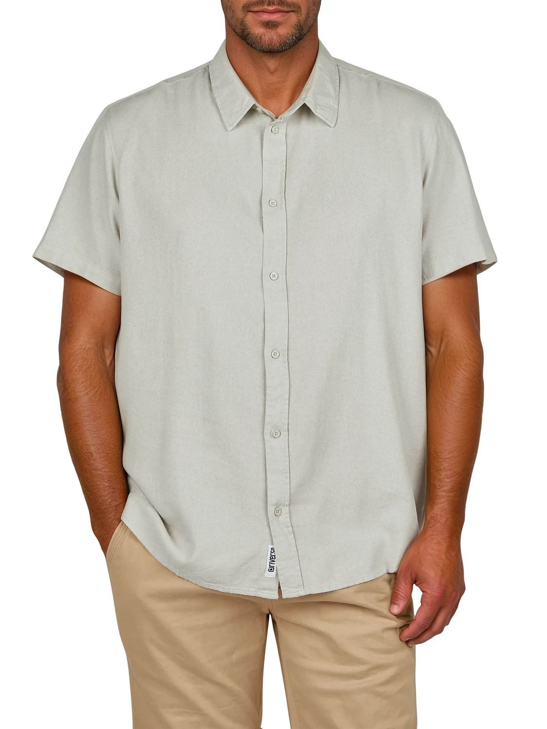 riverso Kurzarmhemd Herren Leinen Hemd RIVEmilio Regular Fit (1-tlg)