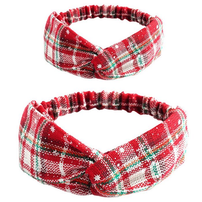 FeelGlad Haarband Rot-weiß kariertes Stirnband für Weihnachten 2-tlg.