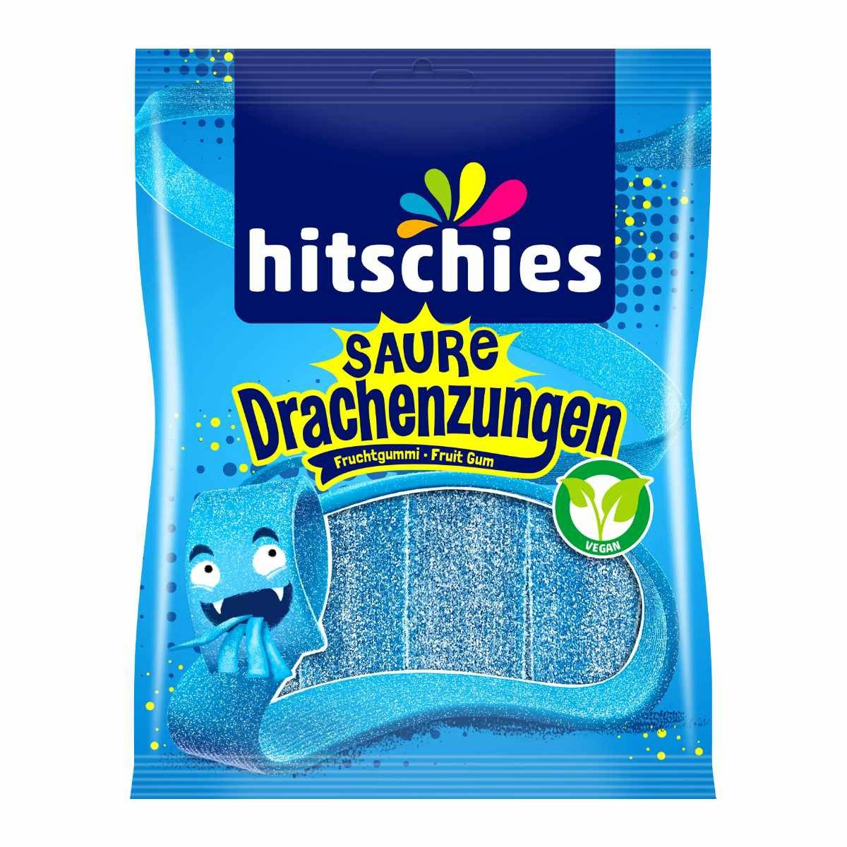 hitschies Süßigkeit, Hitschies Saure Drachenzungen Blau fruchtig saures Fruchtgummi 125g