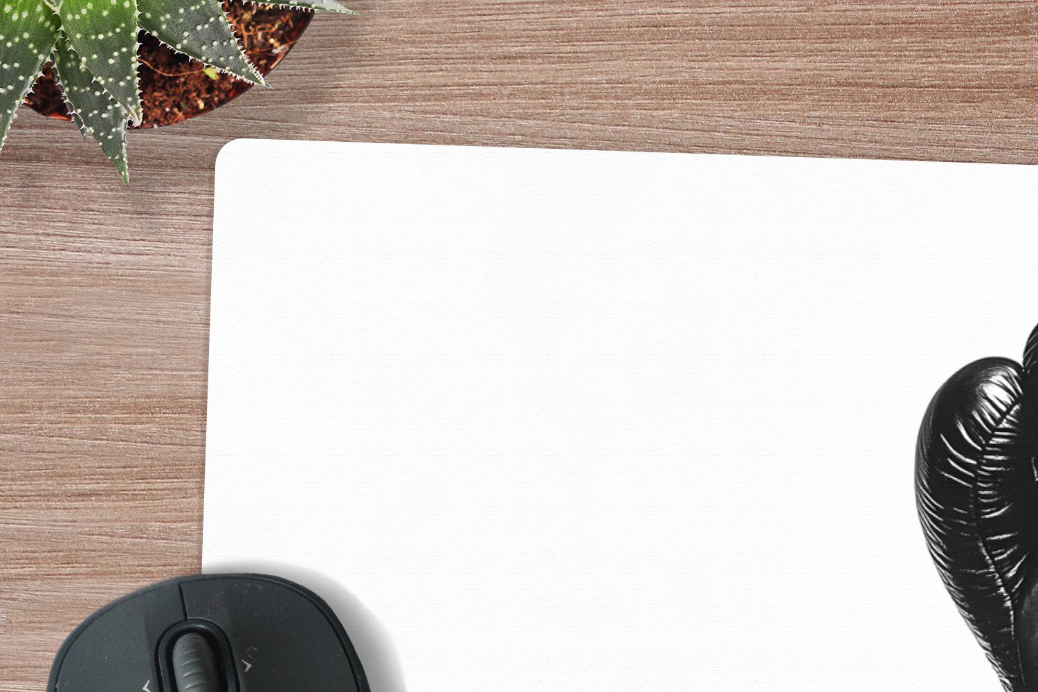 MuchoWow Mauspad Boxhandschuh - Schwarz - Hand (1-St), Mousepad mit Rutschfester Unterseite, Gaming XXL, Großes, 120x60 cm