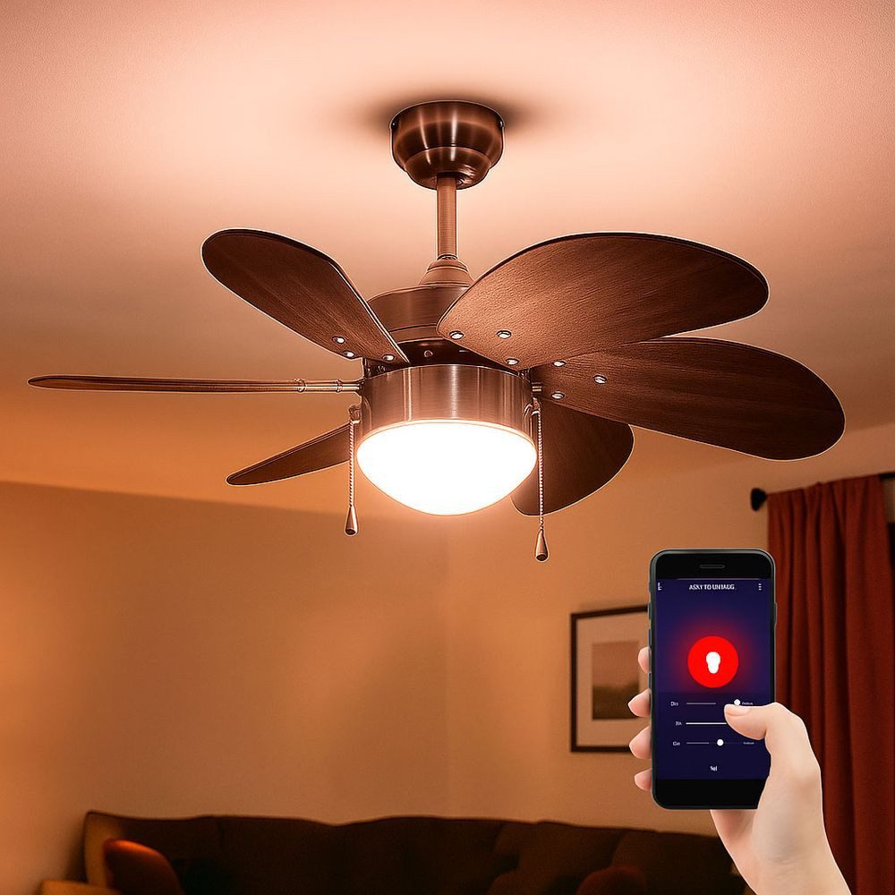etc-shop Deckenventilator, Deckenventilator Vor-Rücklauf Zugschalter Deckenlampe Smart LED