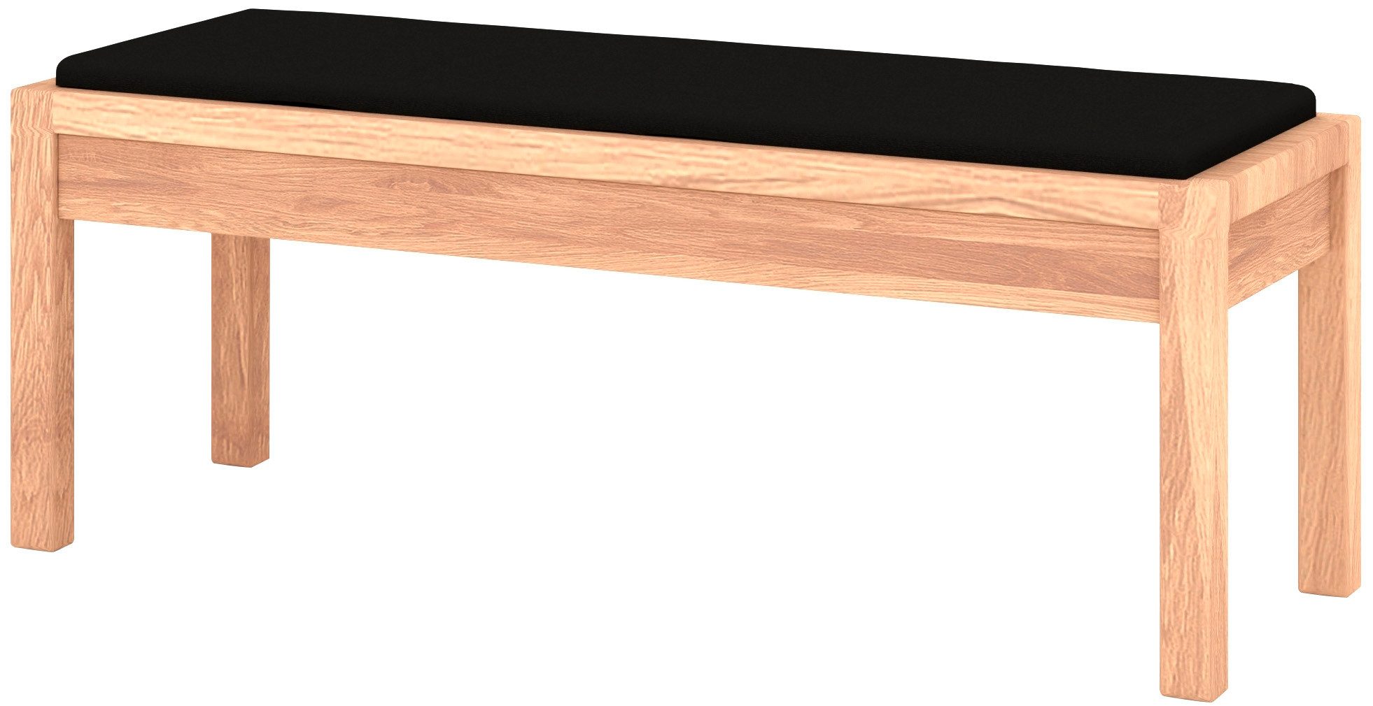 Musterring Bettbank Sorrent, Sitzbank, Ankleidebank, massiv Eiche (Lieferung montiert, Sitzhöhe 46,3 cm), mit Sitzauflage in Kunstleder anthrazit, Breite 120cm