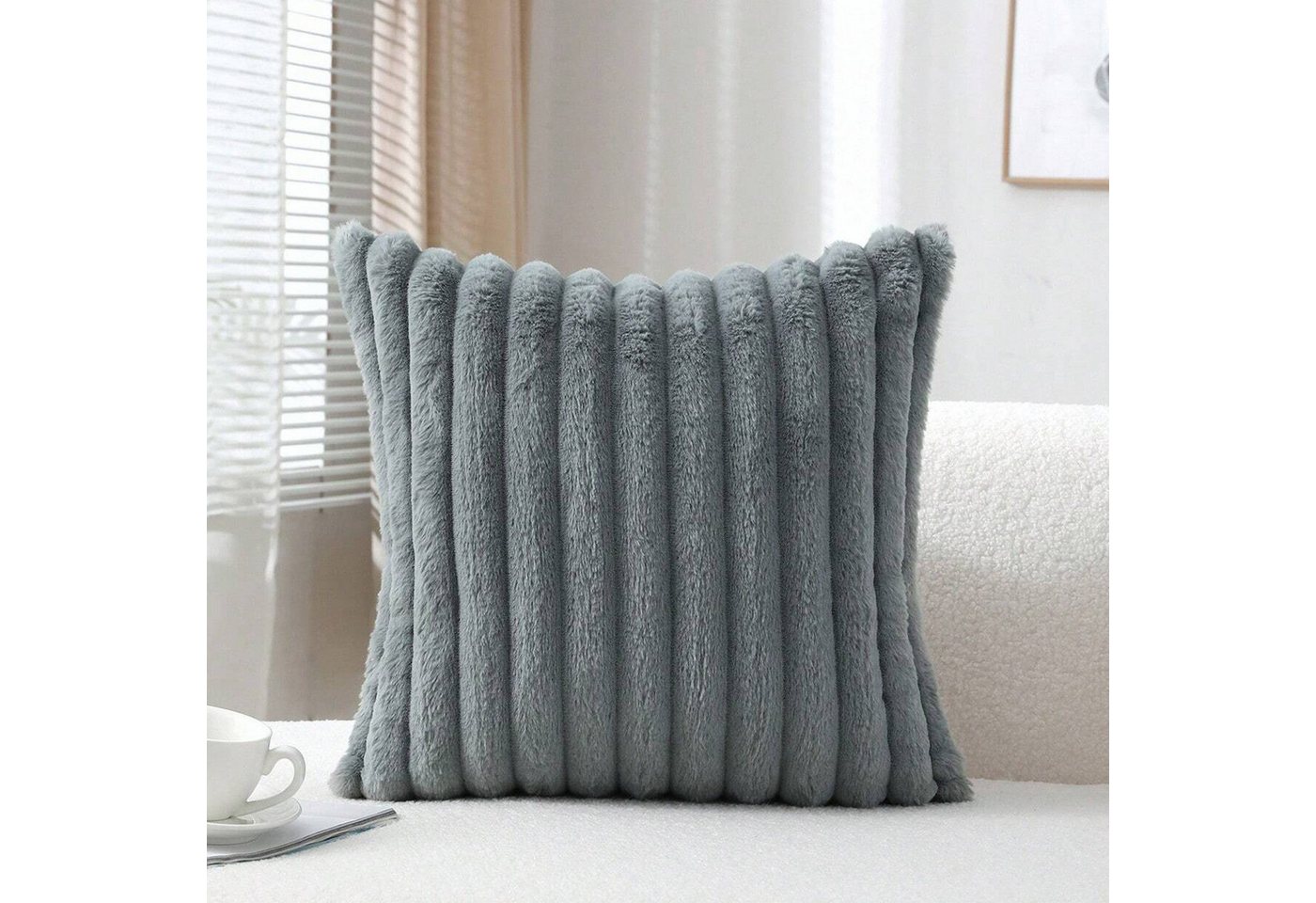wohnTRAUM24 Kissenbezug Kissenbezug Plüsch Kissenbezüge 1er Set Flauschig Deko Kissenbezug, Kissenbezüge Sofakissen Couchkissen Bezug Sofa mit Reißverschluss