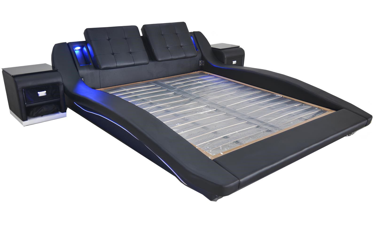 Xlmoebel Lederbett Ehe Exclusiv Luxus Leder Design Doppelbett mit Polsterung, modernes (Bett LB8857 I), Hergestellt in Europa