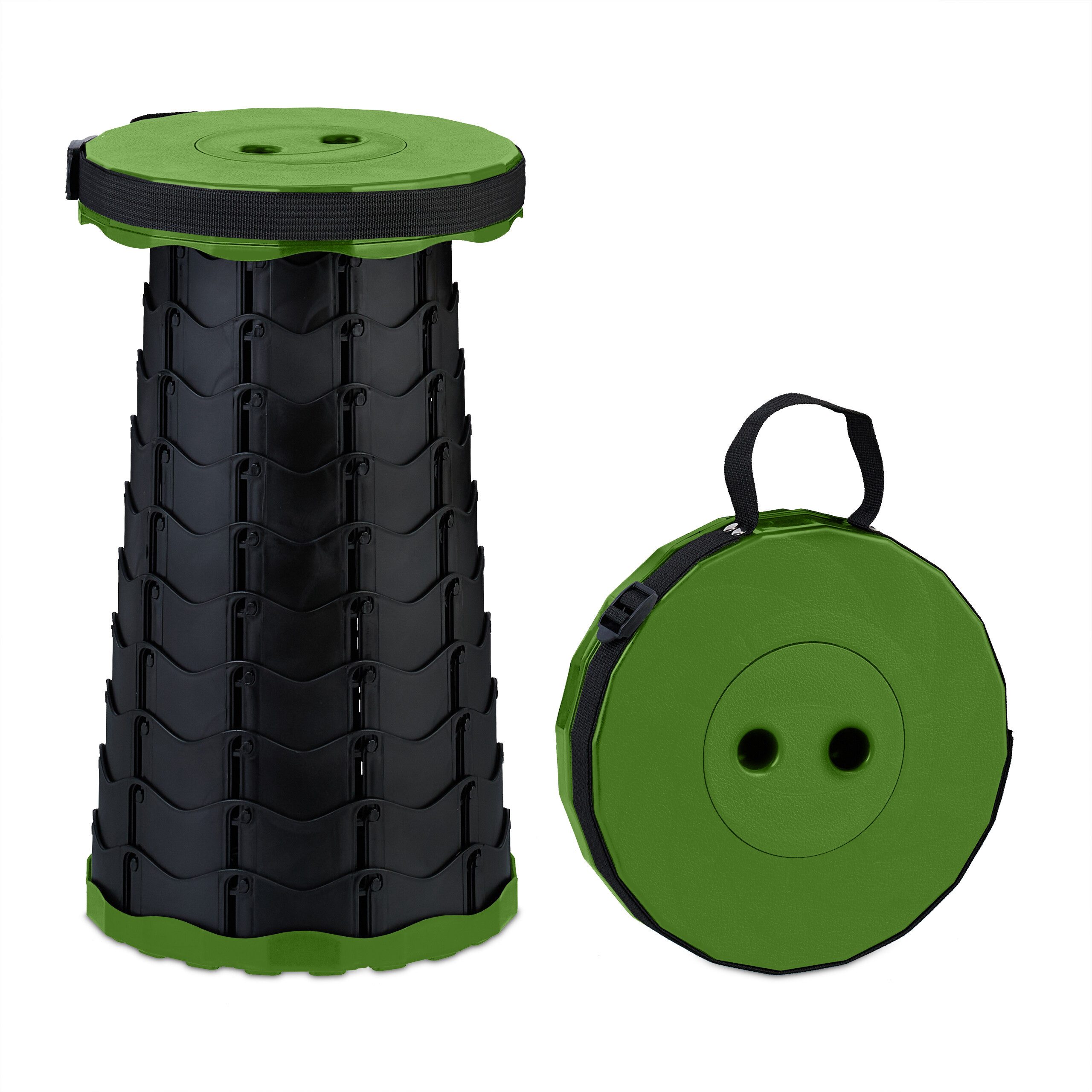 relaxdays Campinghocker Teleskophocker Camping, Schwarz-Grün