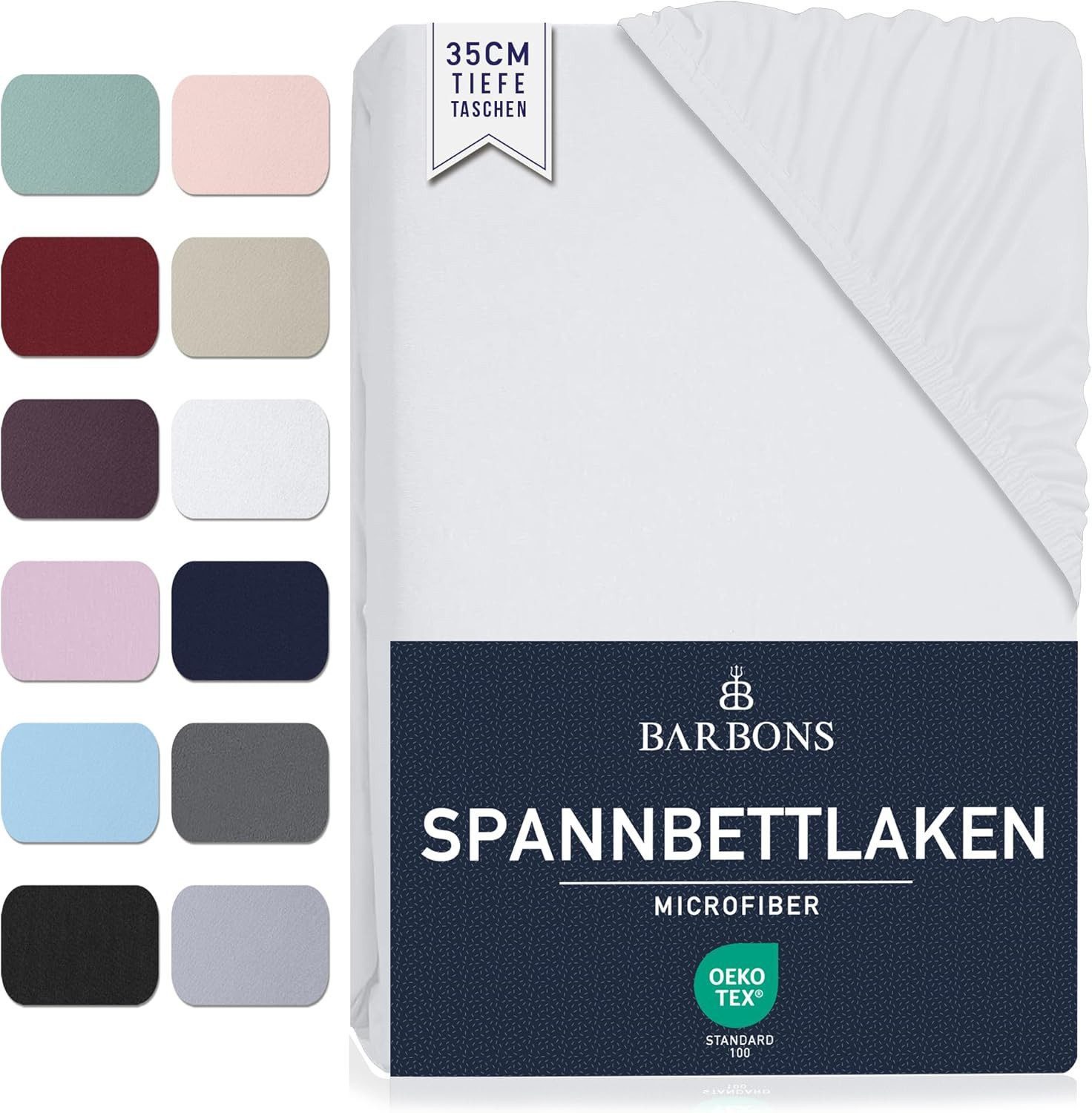 BARBONS Spannbettlaken Spannbetttuch für Matratzen Topper 35 cm Tiefe Elastisches Bettlaken, Gummizug: Rundumgummizug, (1 Stück), Mikrofaser Gebürstete Polyester Rundumgummizug weich pflegeleicht von BARBONS