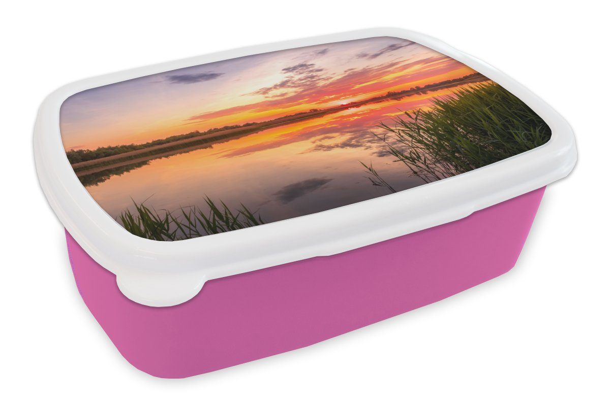 MuchoWow Kinder, Kunststoff - Erwachsene, Brotdose Lunchbox Luft Wasser - Brotbox Kunststoff, für (2-tlg), Natur, rosa Snackbox, Mädchen,