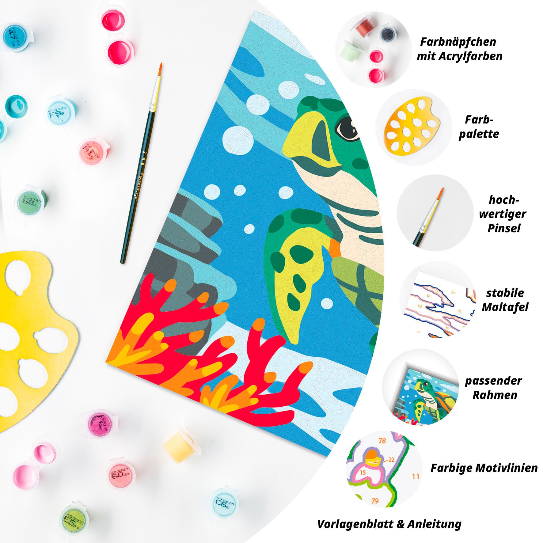 Ravensburger Malen nach Zahlen CreArt, Meeresschildkröte, Made in Europe
