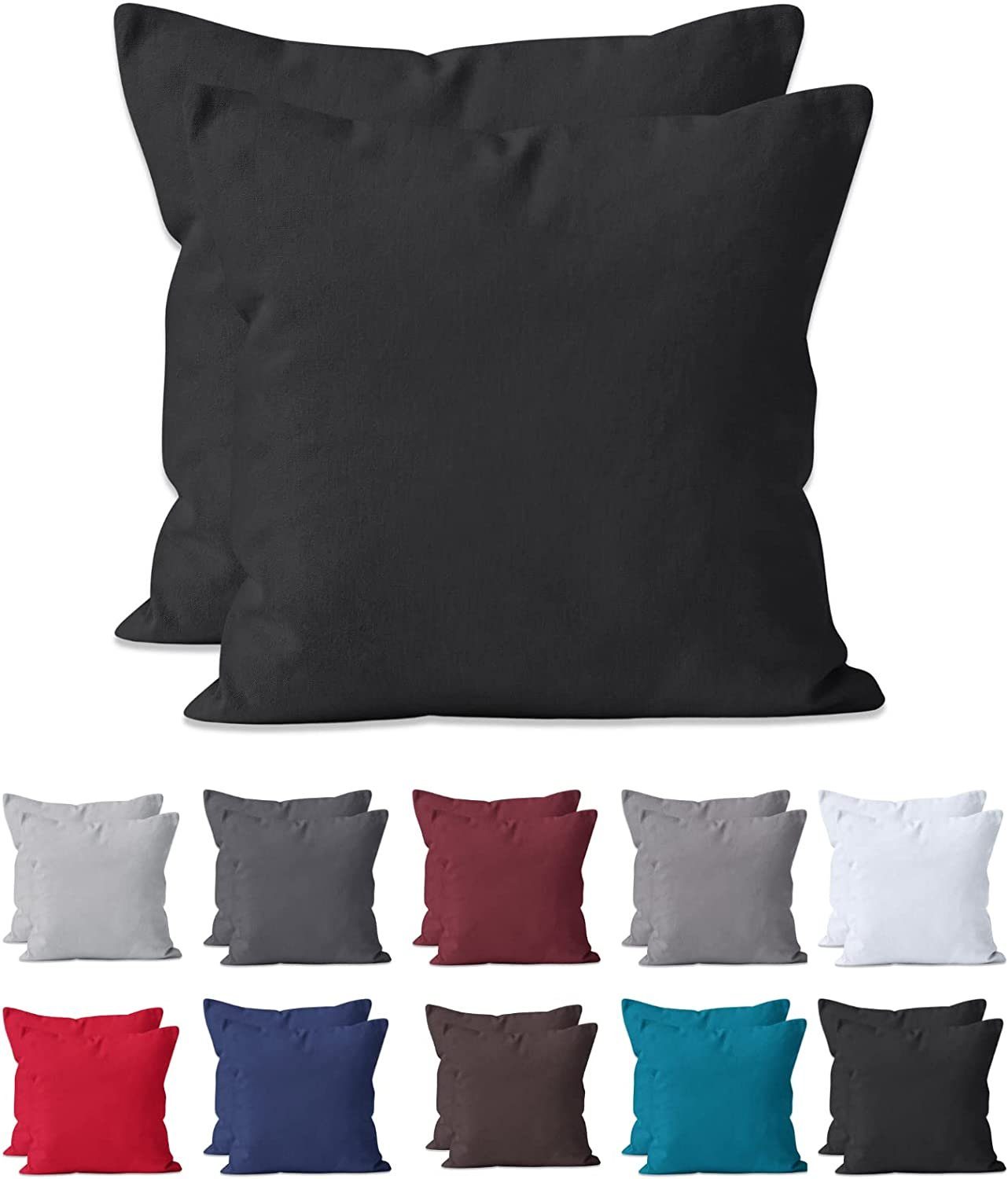 2er Set Samt-Kissenbezüge 45x45 Cm In Grau – Mit Verstecktem Reißverschluss