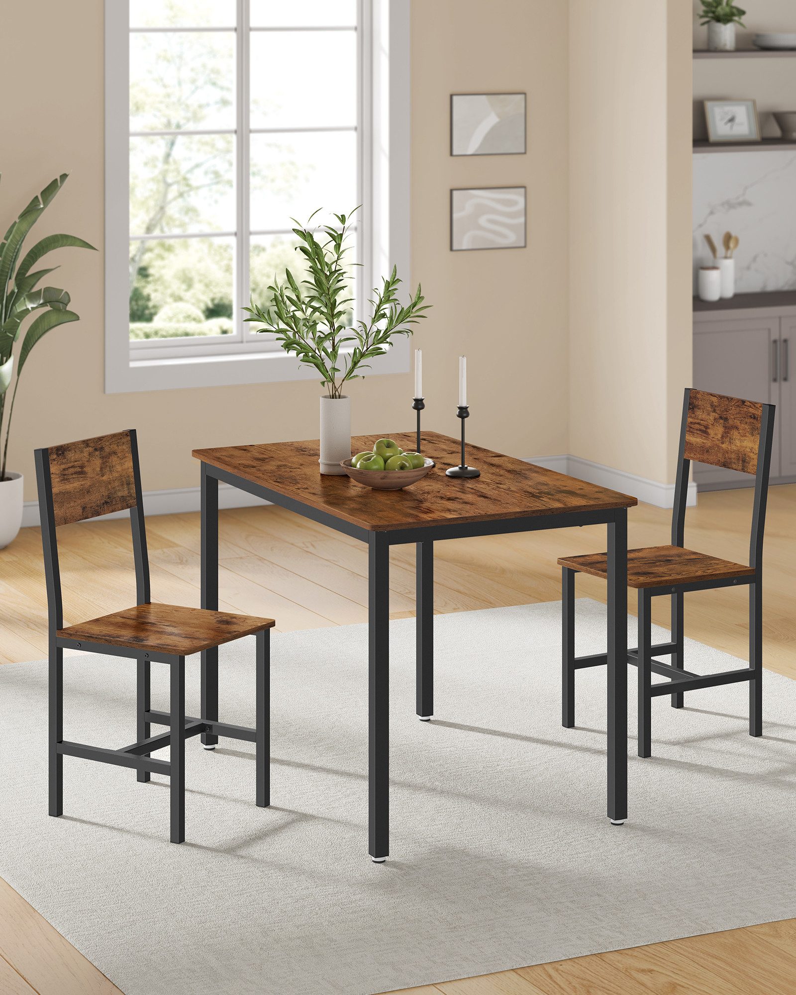 VASAGLE Essgruppe, Esstisch + zwei Stühle, günstig online kaufen
