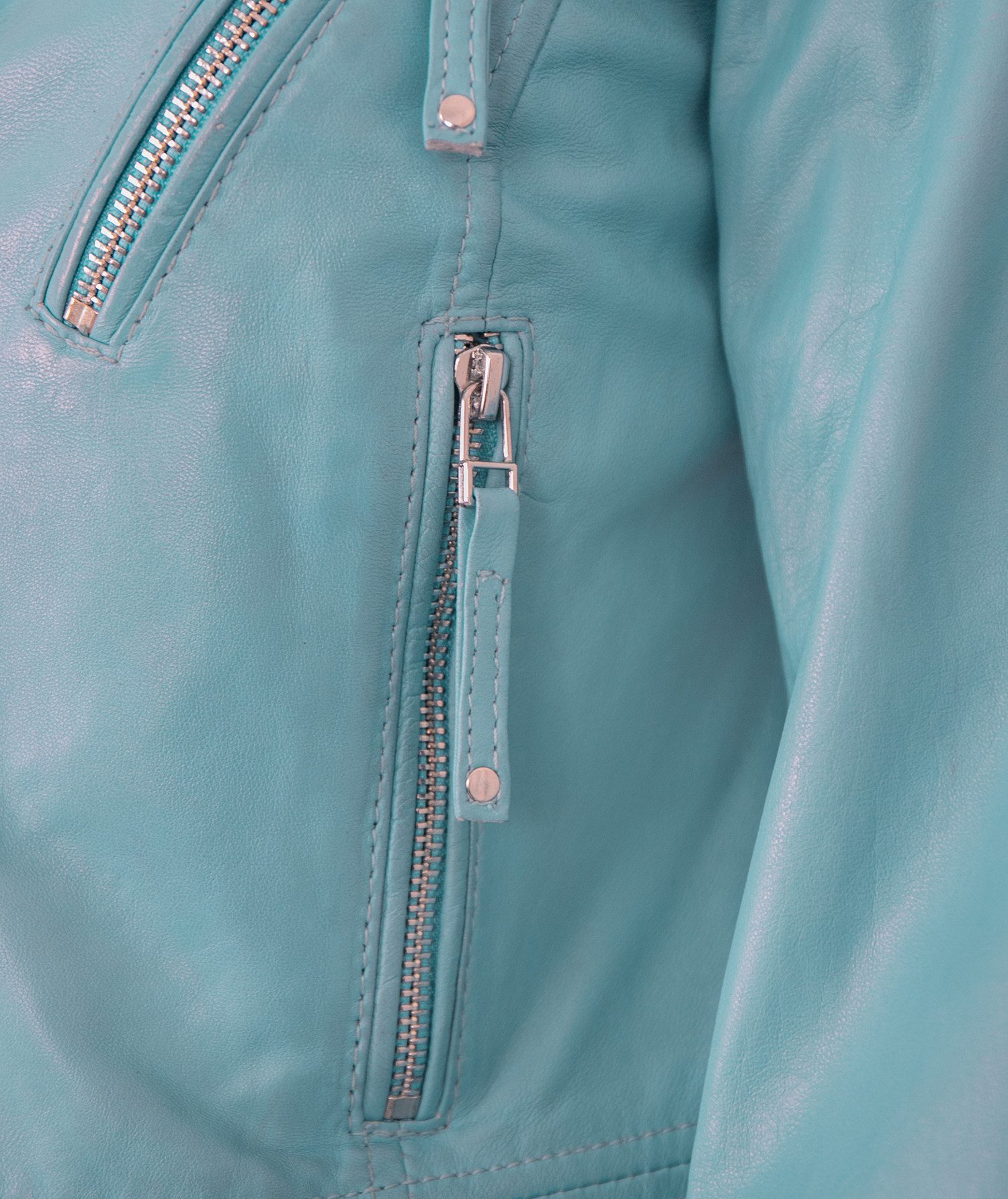 Jilani Lederjacke Smilly Jilani - Damen Lederjacke Bikerjacke Lammnappa hellblau