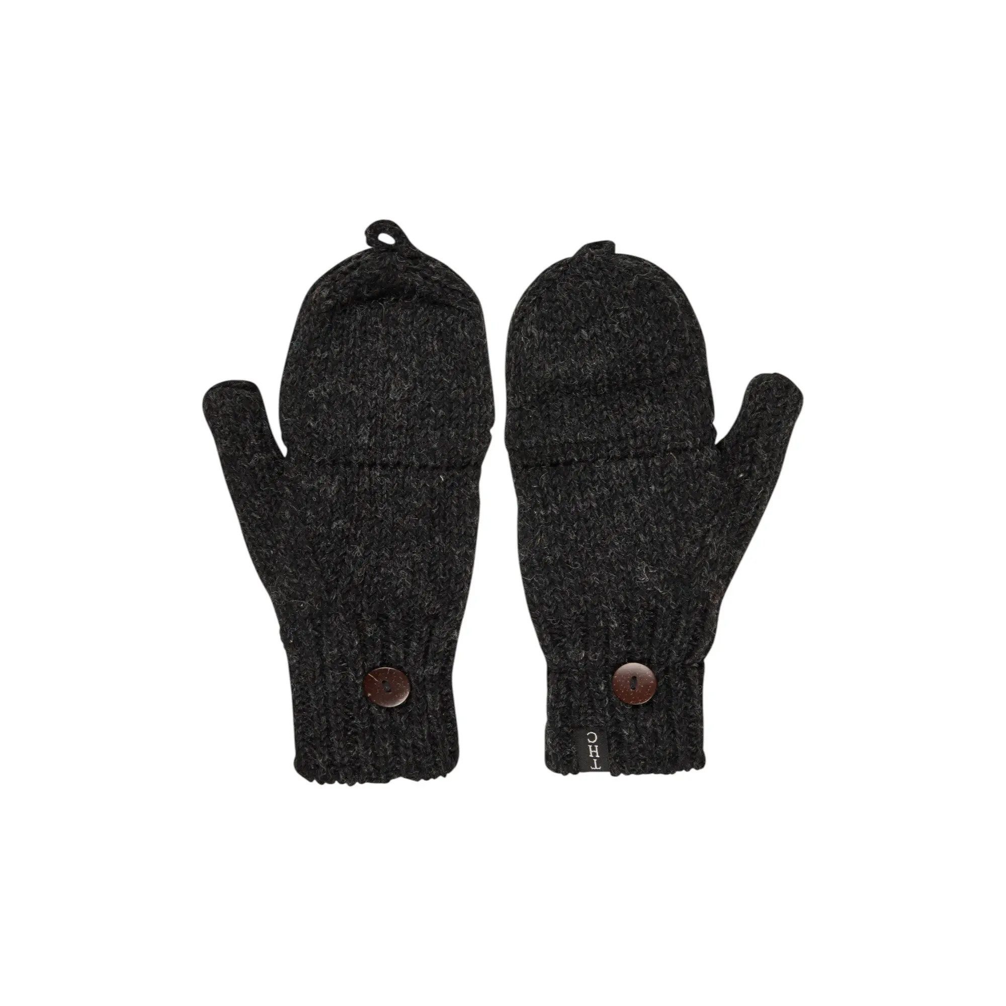 THC Natural Line Strickhandschuhe THC Klapphandschuhe 509 anthrazit (1-St., 1 Paar) abklappbare Fingerspitzen