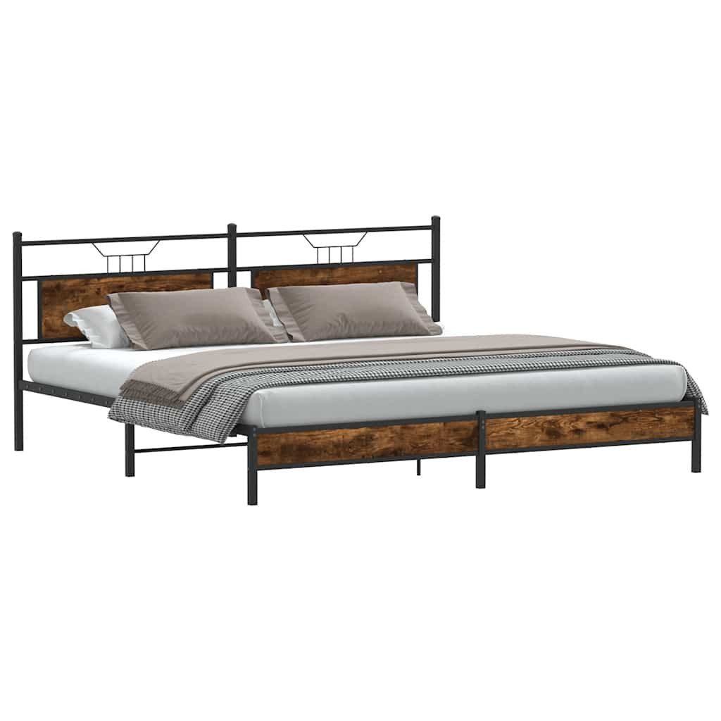 vidaXL Bett Metallbett ohne Matratze Räuchereiche günstig online kaufen