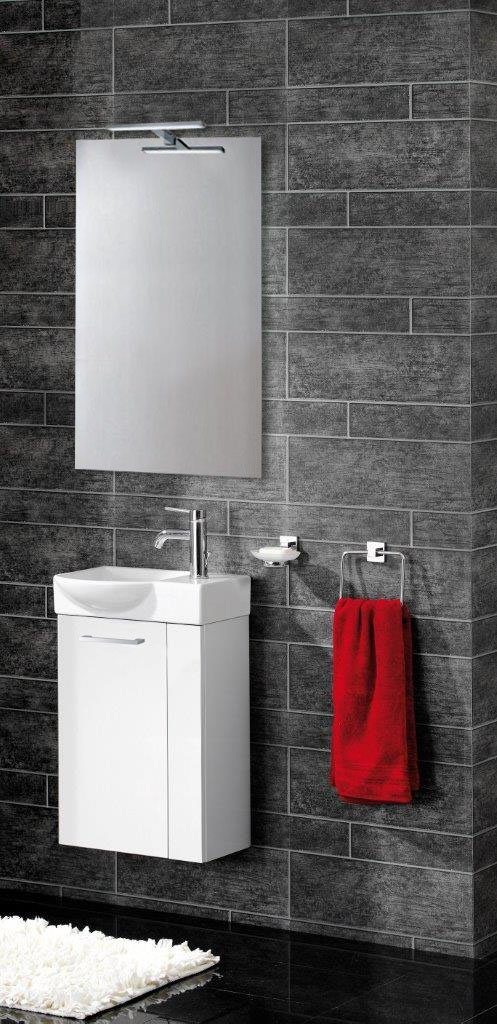 Hochglanz Weiß Weiß/ cm Gäste-WC, Badmöbel ca. SBC Breite 45 Türen für | matt FACKELMANN Waschbeckenunterschrank