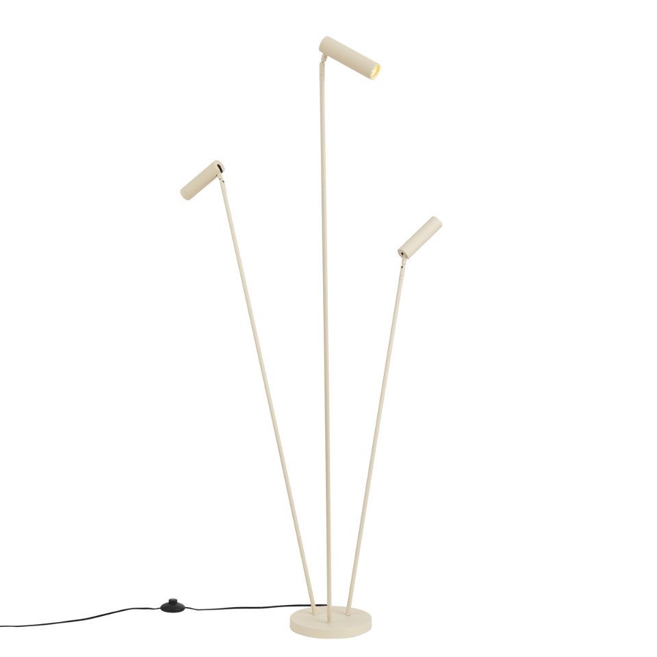 Qazqa Stehlampe Thomas, ohne Leuchtmittel, GU10, Beige, Modern, Stahl, 3-flammig