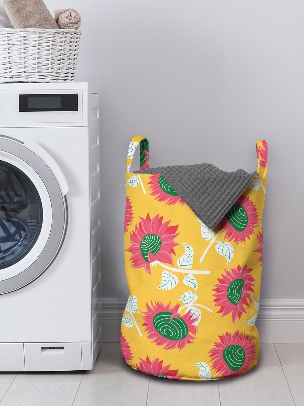 mit Kordelzugverschluss Sommer Blumen Zusammenfassung Wäschekorb Griffen für Abakuhaus Wäschesäckchen Waschsalons, Sonnenblumen
