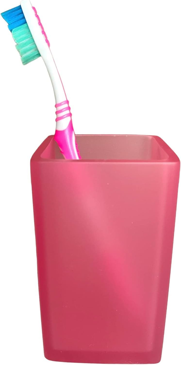 spirella Zahnputzbecher Zahnputzbecher Galassia, (Set, 2-St., aus Polyresin in milchiger Glasoptik, 11 x 6,5 x 6,5 cm), Pink