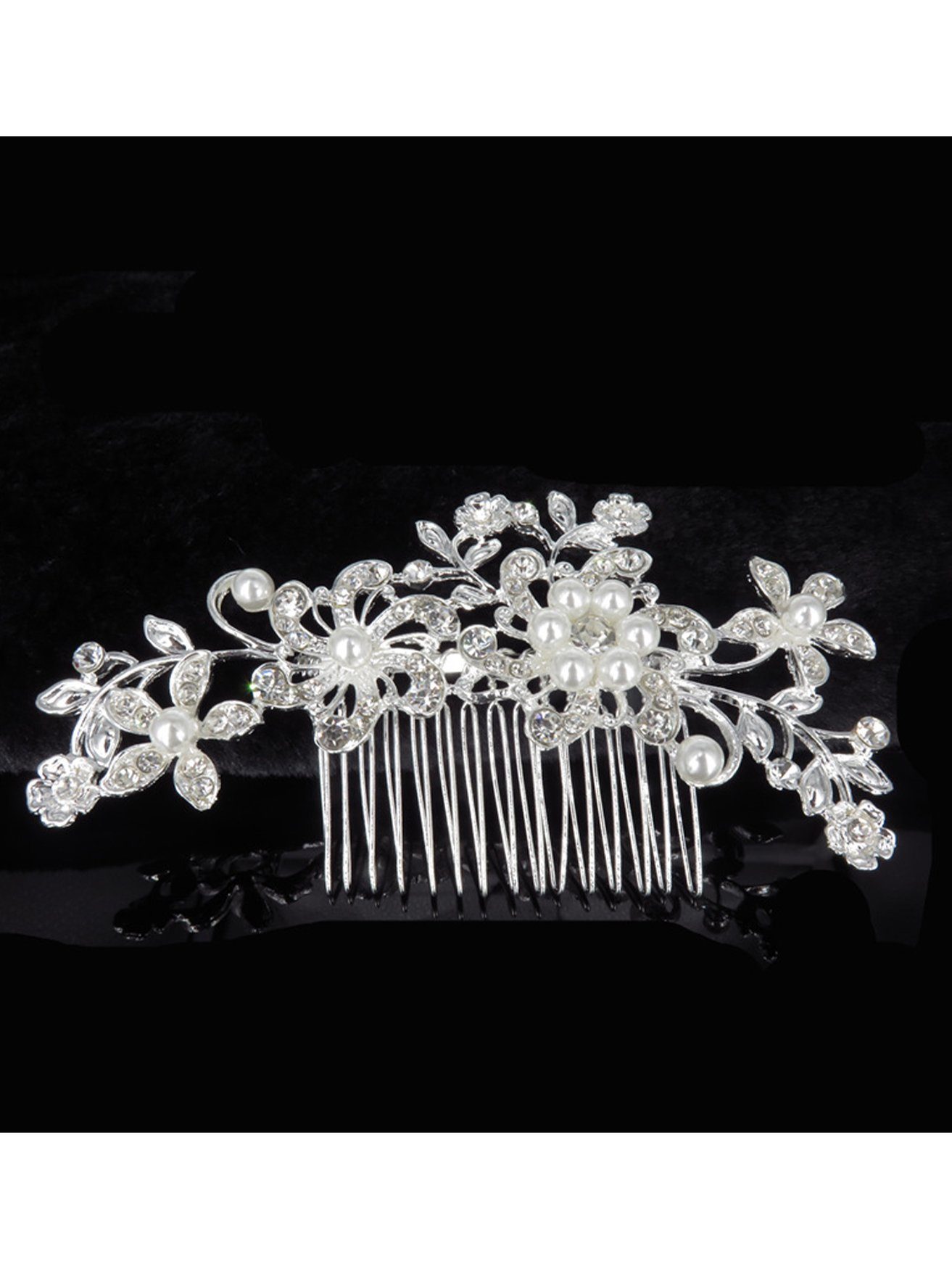 HOHEA H Diadem Perlen-Haarspange, silberner Kristall-Haarkamm (1-tlg), Brauthaarschmuck, Hochzeitsdekorationen