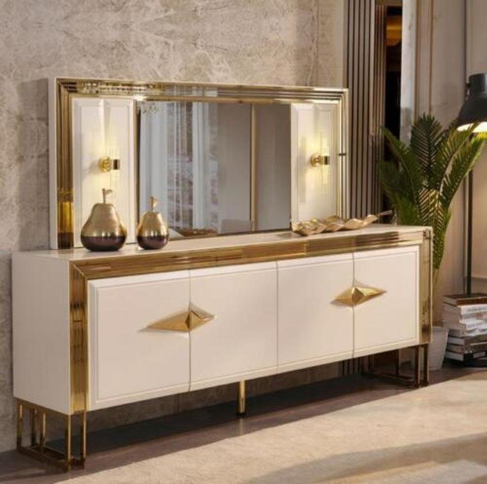 JVmoebel Sideboard, Sideboard mit Tisch Spiegel Weiß Kommode Konsoletisch Modern