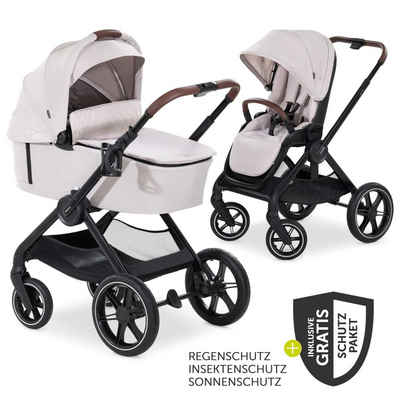 Hauck Kombi-Kinderwagen Walk N Care - Beige, (7-tlg), Kinderwagen Buggy Set mit Babywanne, Sportsitz, Beindecke, Regenschutz