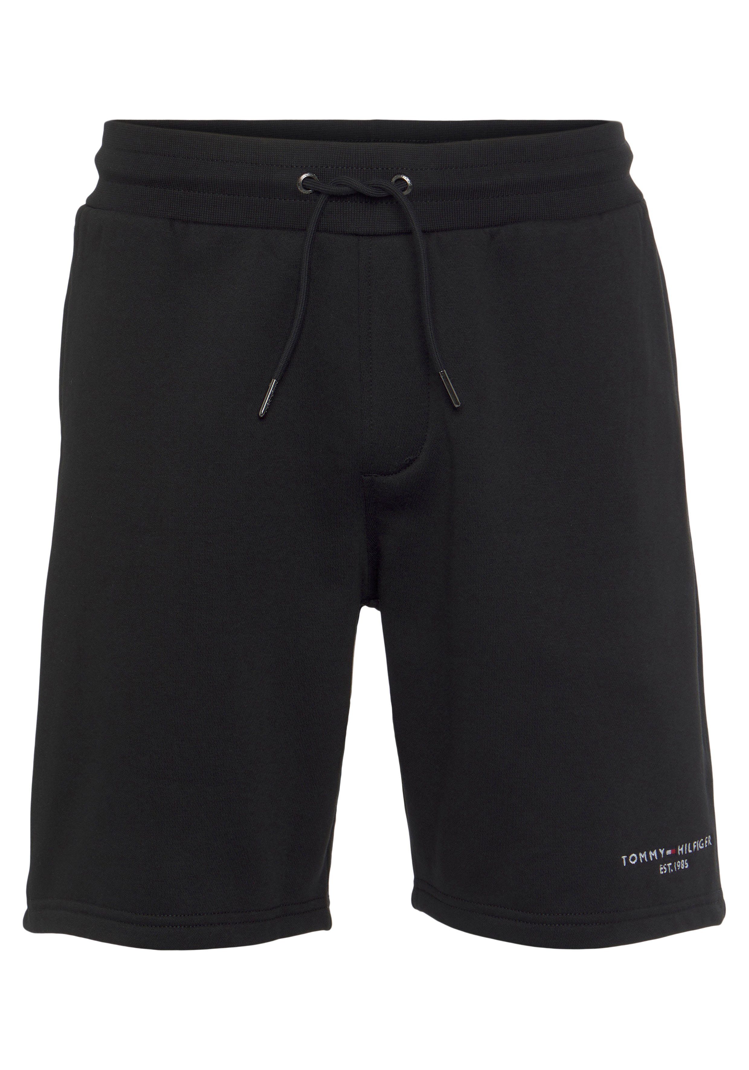 Tommy Hilfiger Shorts SMALL TOMMY LOGO SWEATSHORTS mit elastischem Black Bund