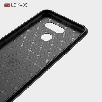 König Design Handyhülle LG K40S, LG K40S Handyhülle Carbon Optik Backcover Grau