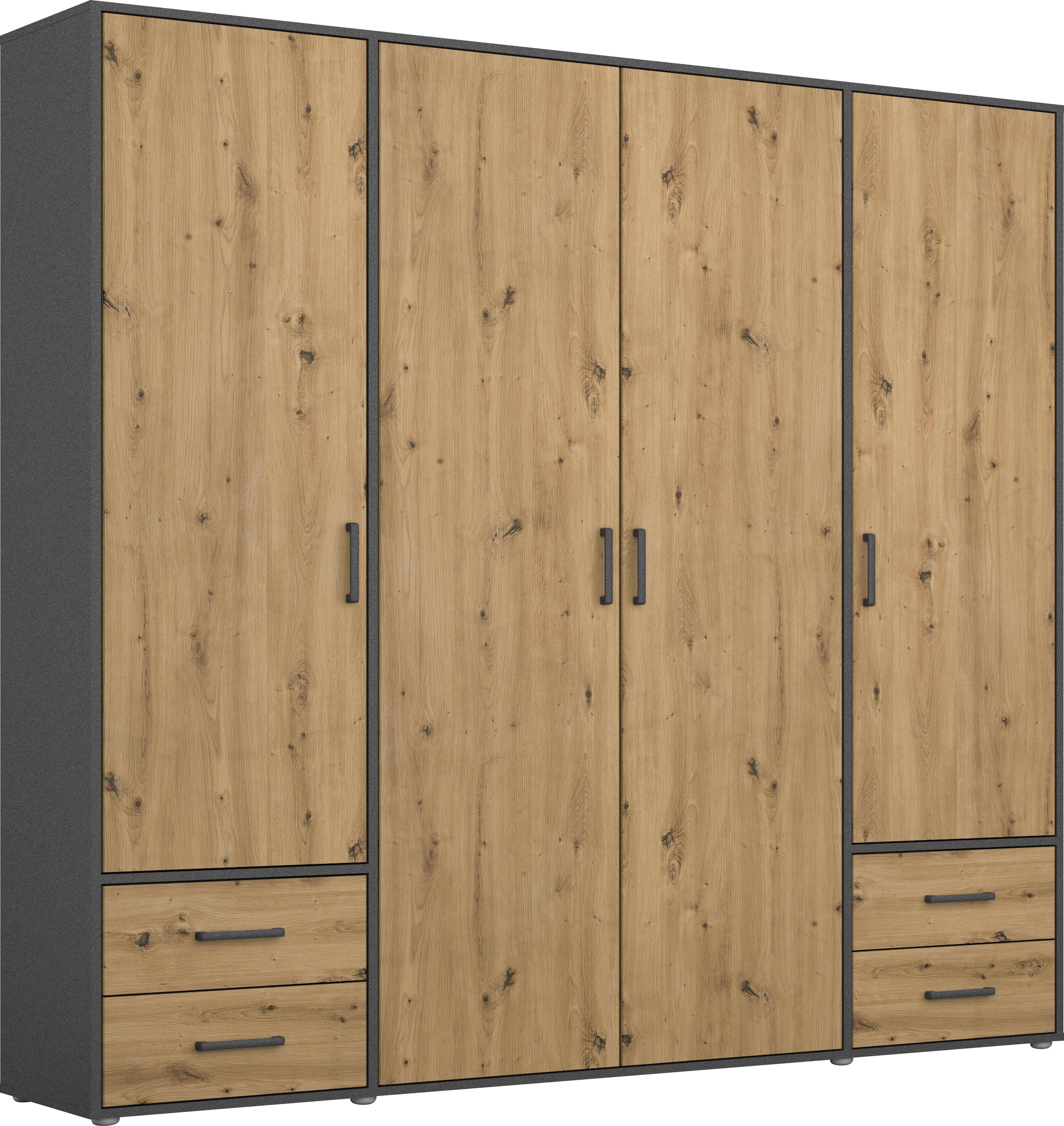 rauch Drehtürenschrank Kleiderschrank Schrank Garderobe Wäscheschrank VOYAGER (in 3 verschiedenen Ausstattungen BASIC/CLASSIC/PREMIUM) mit 2 modernen Griffvarianten, mit Außenschubladen MADE IN GERMANY