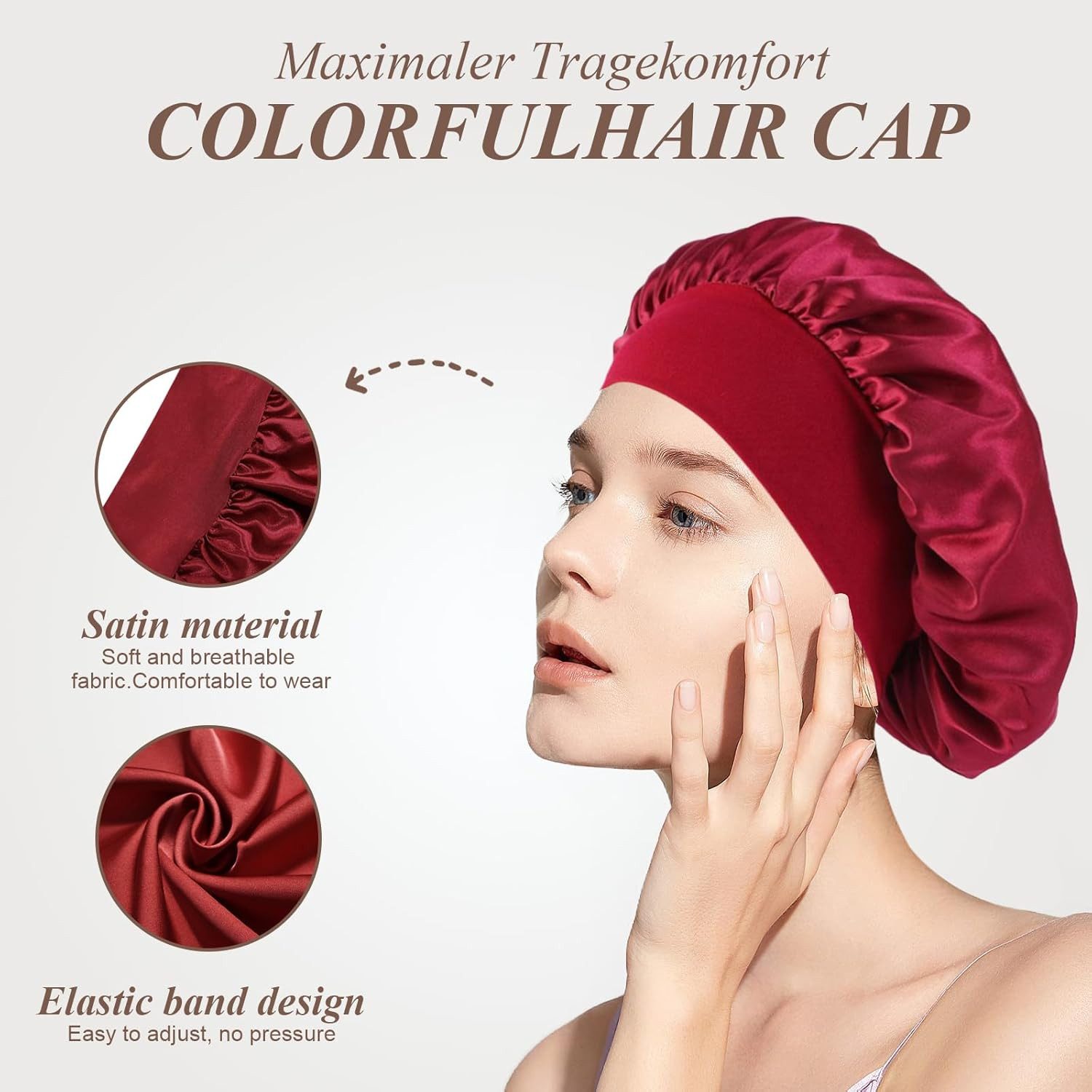 Coonoor Duschhaube 2/4 Stück Haarhaube Bonnet Verstellbarem Schlafhaube für Damen Herren – Bild 3 von 5