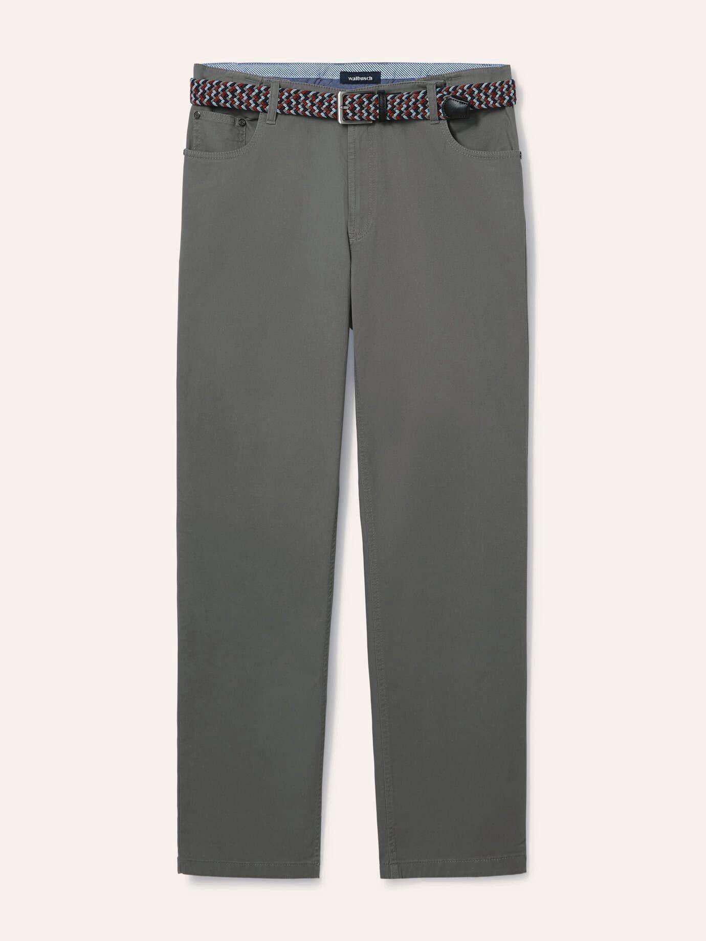 Walbusch 5-Pocket-Hose Herren Extraglatt-Stretchbund Five Pocket Hose bügelfrei Regular Fit Baumwollhose mit dehnbarem Comfort-Bund (bis 6 cm), inkl. Flechtgürtel