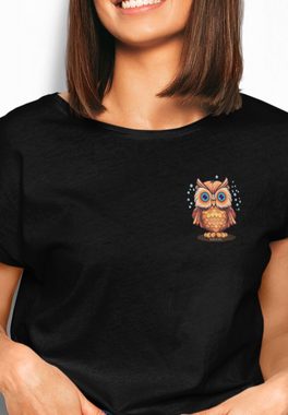 Novux T-Shirt Cute Little Owl Damen Tshirt Farbe Schwarz (1-tlg) aus Baumwolle