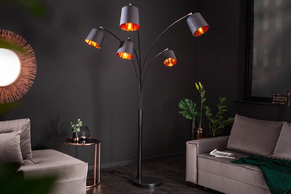 Wohnzimmer · Leuchtmittel, / mit riess-ambiente · Metall schwarz Lampenschirm LEVELS Stehlampe Retro · 205cm gold, ohne