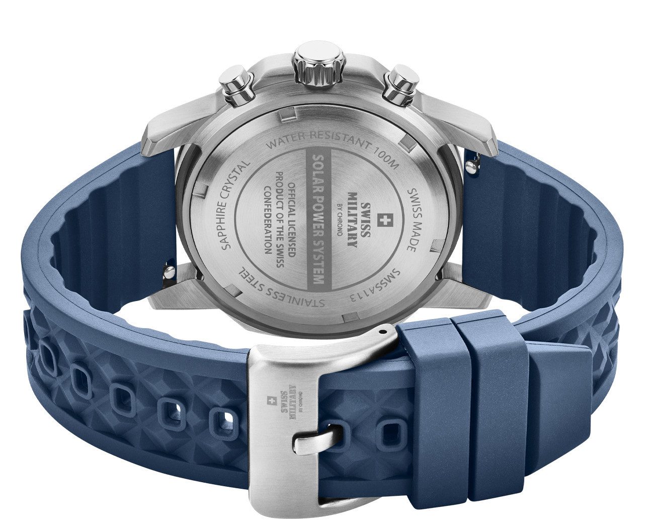 Swiss Military by Chrono Solaruhr Chronographen Schweizer Sportuhren wasserdicht 100m SMS34113, links drehende Lünette