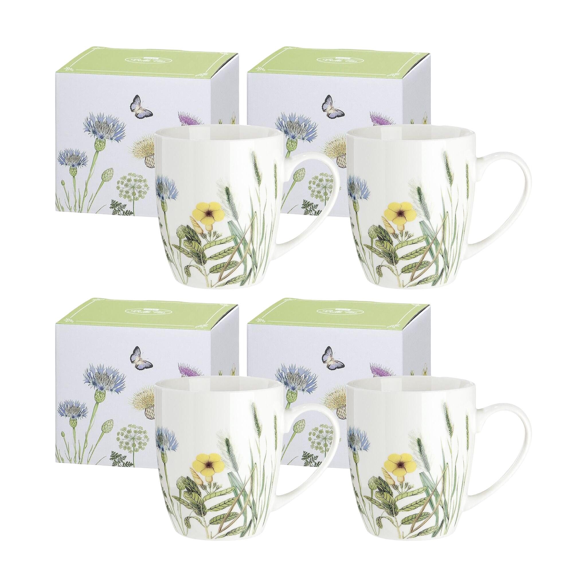 GILDE Becher 4 x Becher mit Henkel Wild Flowers