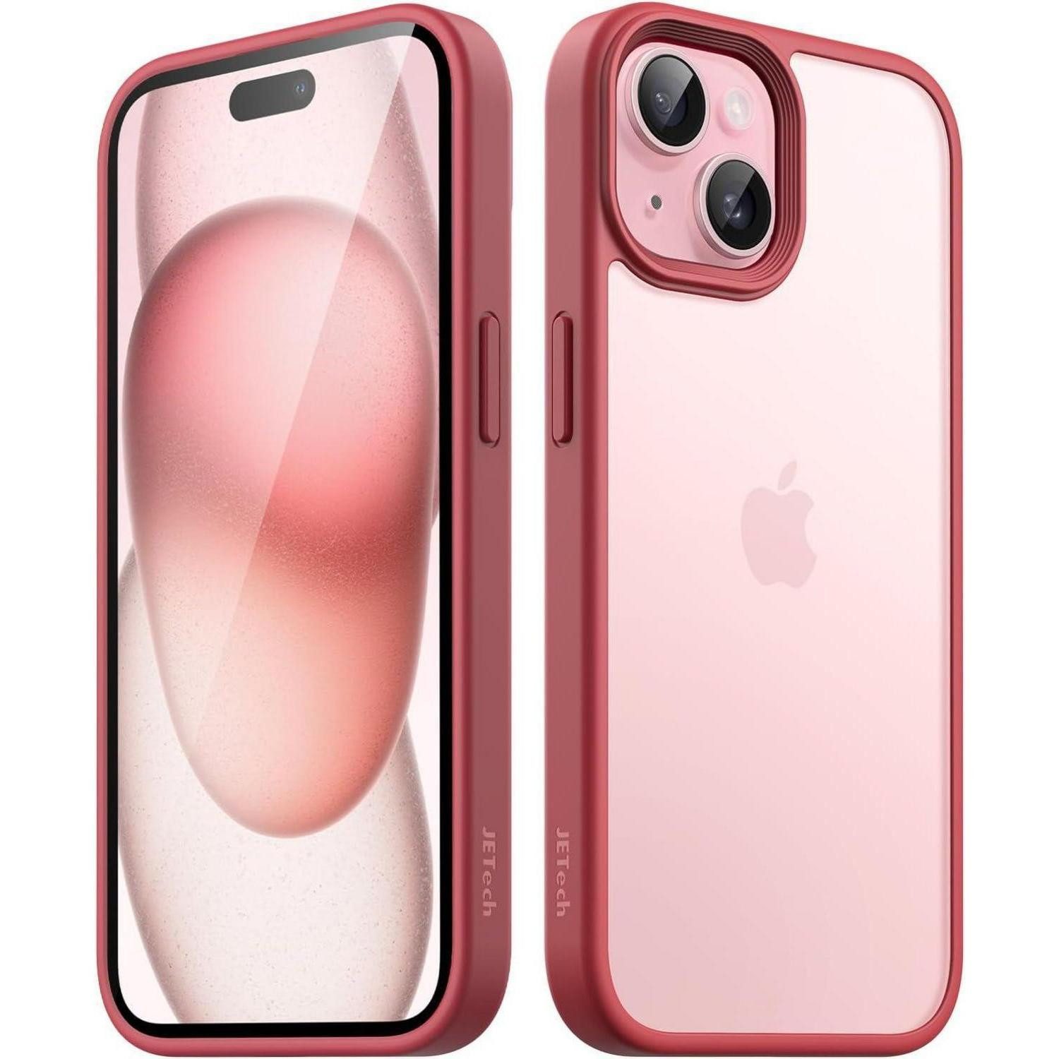 Handyhülle Handyhülle iPhone 15 stoßfest Rückseite anti Fingerabdruck Dunkelrot