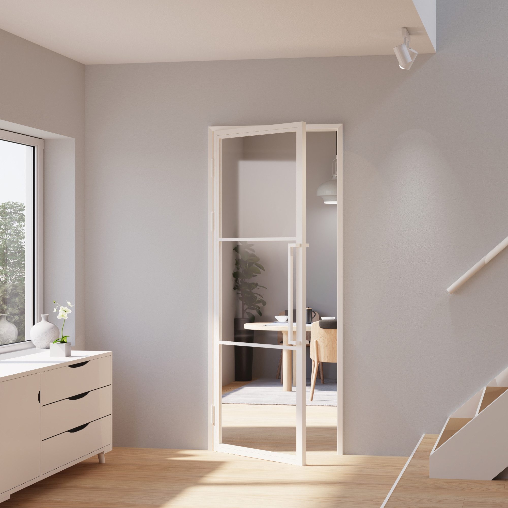 inova wohnen Zimmertür Glastür mit Stahlrahmen Klarglas (Komplett Set, inkl günstig online kaufen