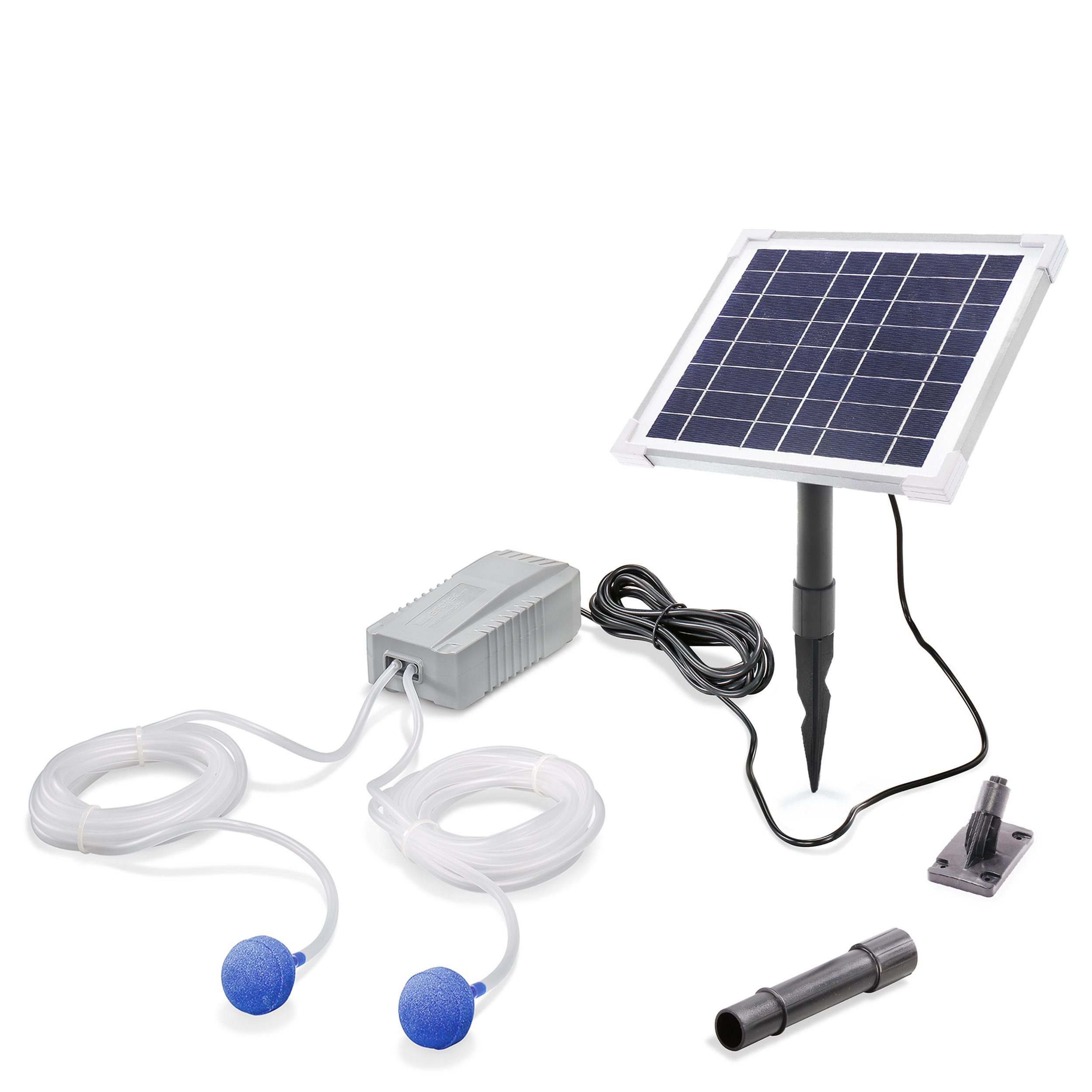 esotec Teichbelüfter 6/200 DUO Solar Belüfterpumpen-Set 200l/h 2 Ausgänge, LiFe-Akku 101849, 200 l/h, (Komplettset)