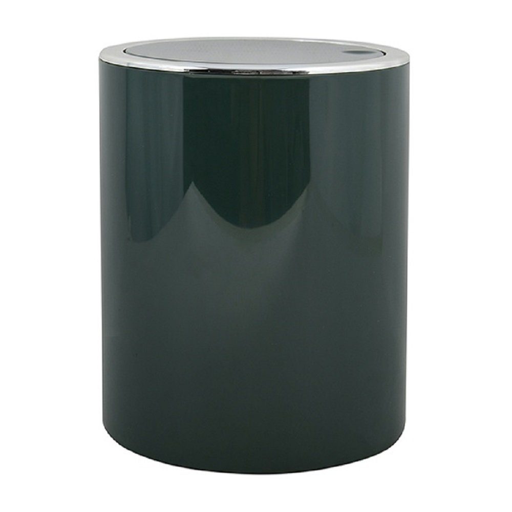 MSV Kosmetikeimer KAMAKA, eleganter Abfalleimer mit Schwingdeckel, für Küche, Bad, Büro, in angesagten Trendfarben, 6 L, dunkelgrün