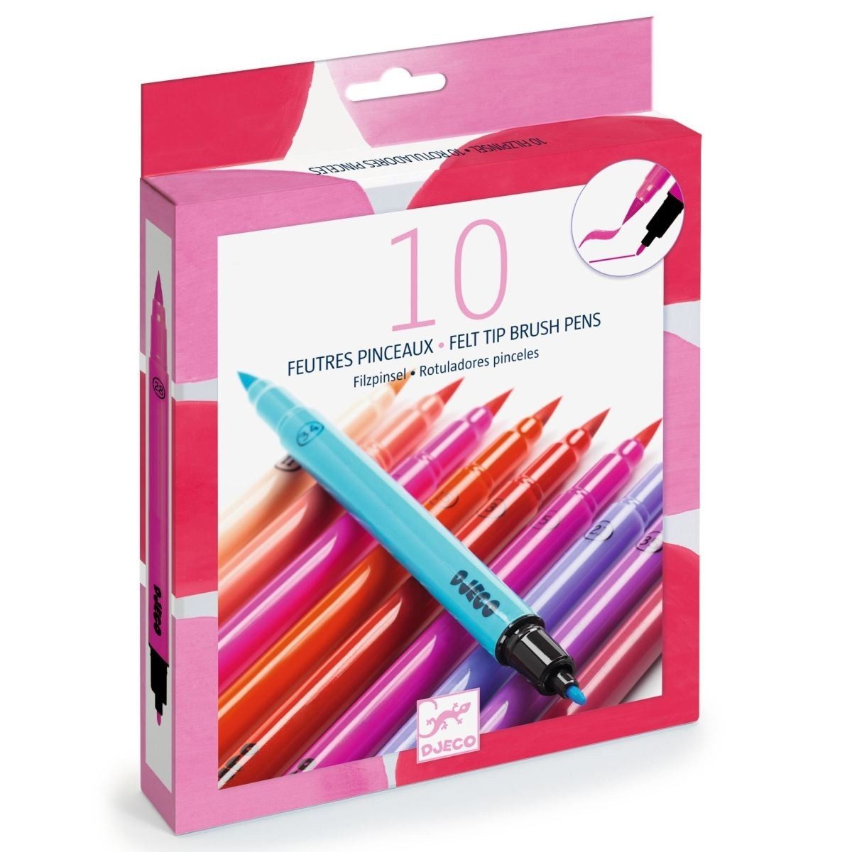 DJECO Kreativset Farben: 10 Filzstifte - Pink Malset für Kinder