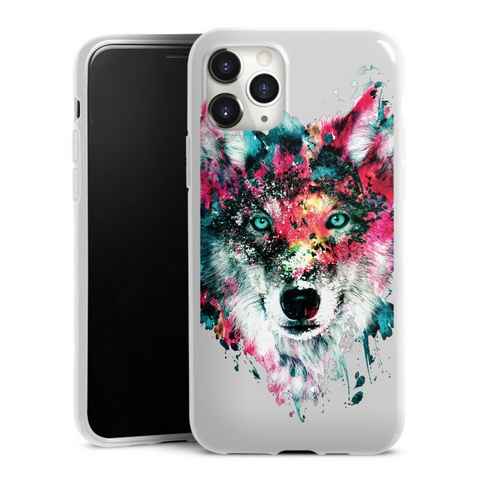 DeinDesign Handyhülle Riza Peker Wolf bunt Wolve ohne Hintergrund, Apple iPhone 11 Pro Max Silikon Hülle Bumper Case Handy Schutzhülle