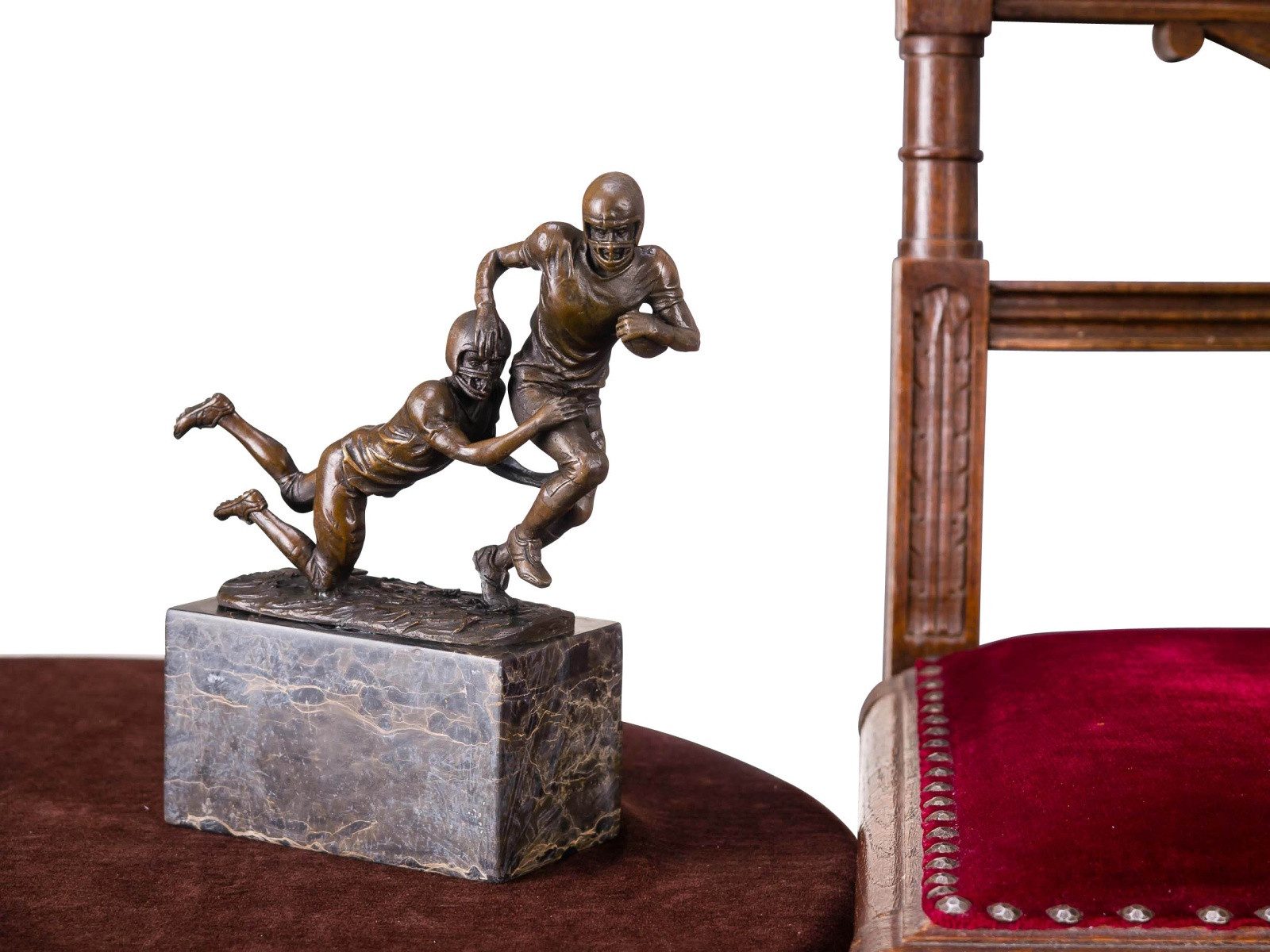 Aubaho Dekoobjekt Bronzefigur American Football Bronze Trophäe Skulptur Pokal Super Bowl