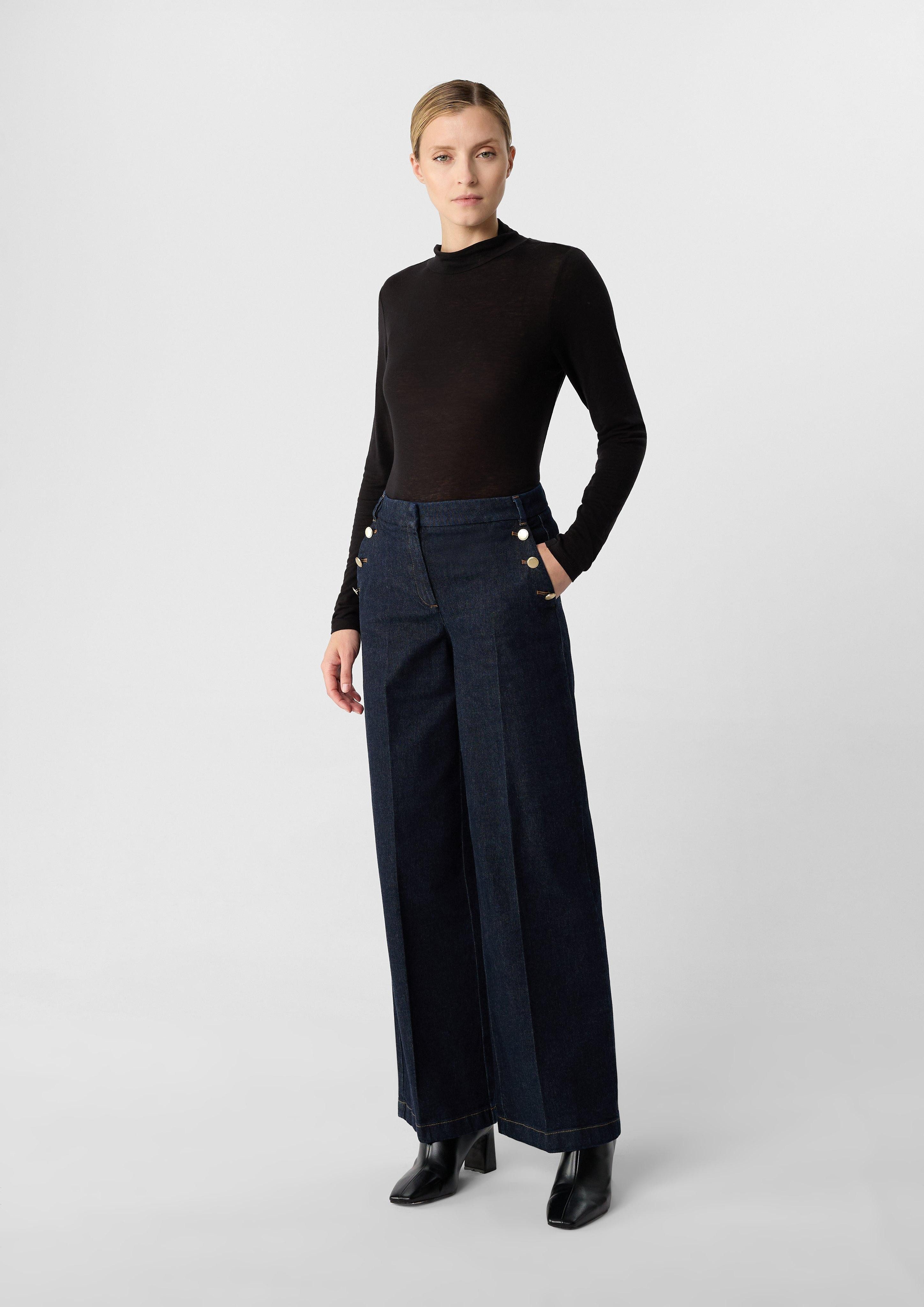 Comma 5-Pocket-Jeans Wide-Leg-Jeans mit Zierknöpfen günstig online kaufen